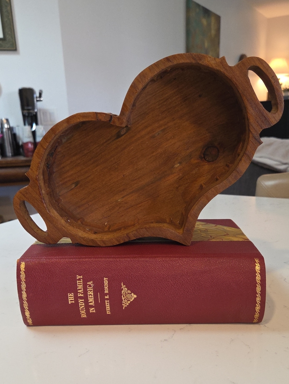 Handcrafted Wood Heart Serving Tray - Brown